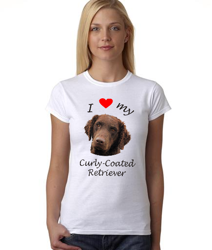 Dogs - I Heart My Curly-Coated Retriever on Womans Shirt